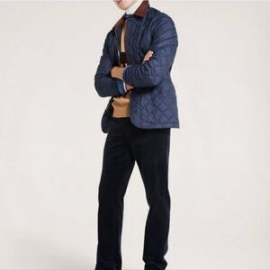 Equipage Quilted Riding Coat Jacket with Corduroy Details